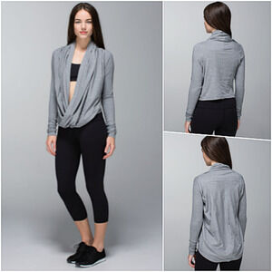 Lululemon Open Crossover Front Long Sleeve Wrap Top 6 Grey NWOT